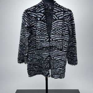 Investments‎ Eyelash Yarn Open Front Waterfall Cardigan Size Large